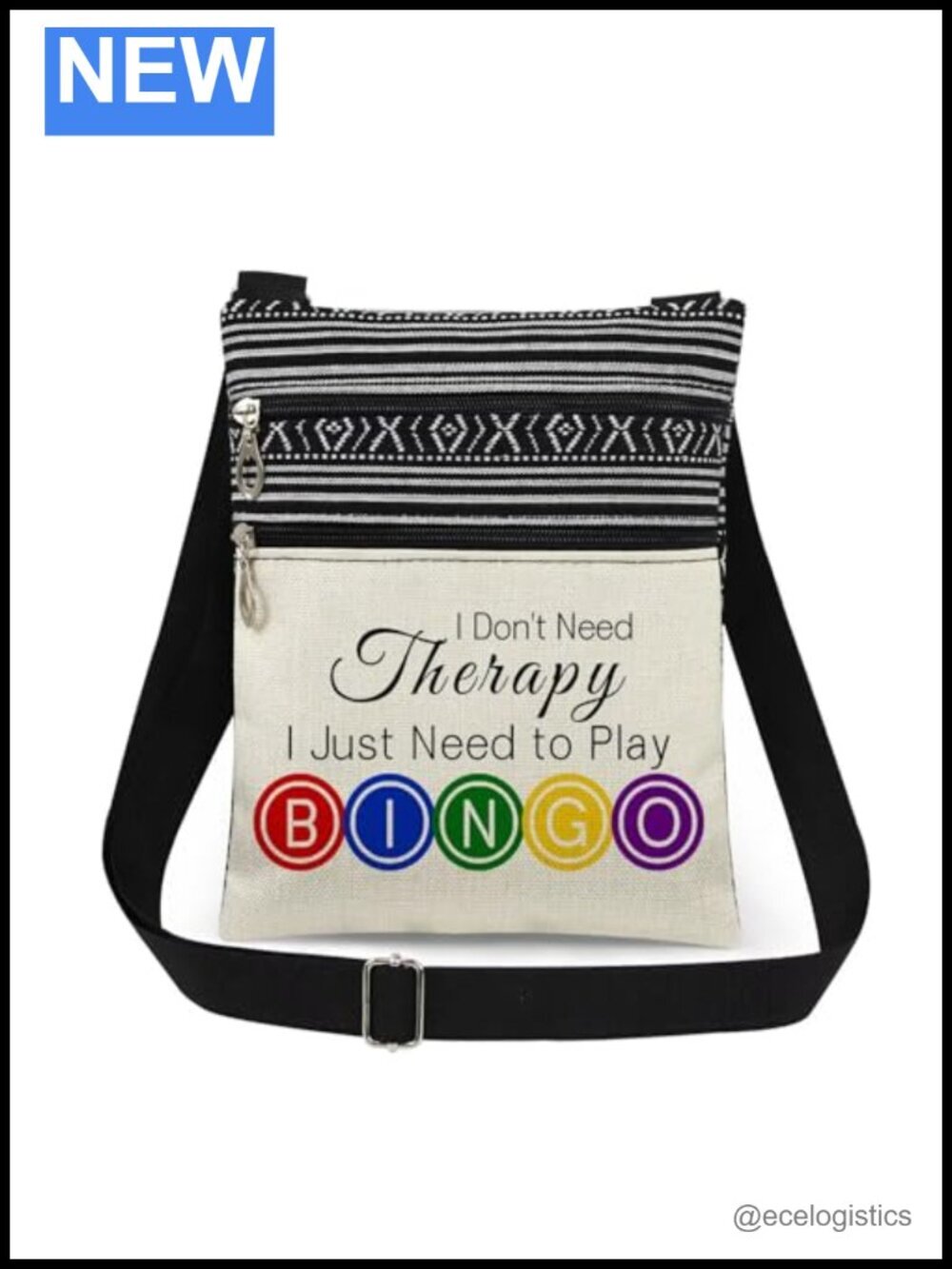 Bingo Crossbody Bag Adjustable Strap Dual Pockets Messenger